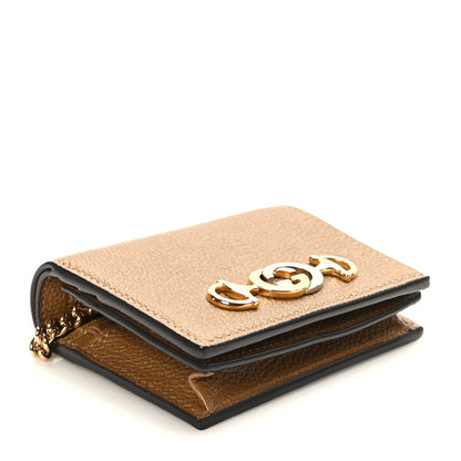 Gucci Grainy Calfskin Zumi Chain Card Case Wallet Friky Taupe 4 of 8