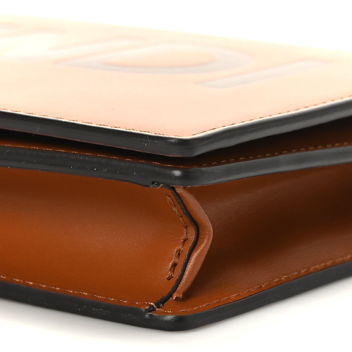 Vitello King Tamponato Logo Embossed Medium Wallet On Chain Cuoio