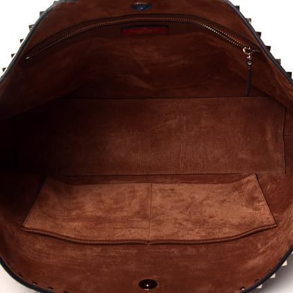 Valentino Garavani Grained Calfskin Rockstud Shoulder Tote Bright Cognac 5 of 8