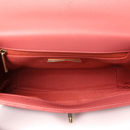 Chanel Lambskin Quilted Chain Infinity Top Handle Flap Pink 5 of 11