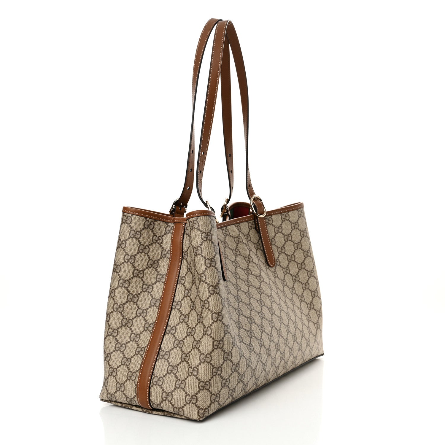 Gucci GG Supreme Monogram Emblem Large Tote Bag Beige Dark Brown 3 of 11