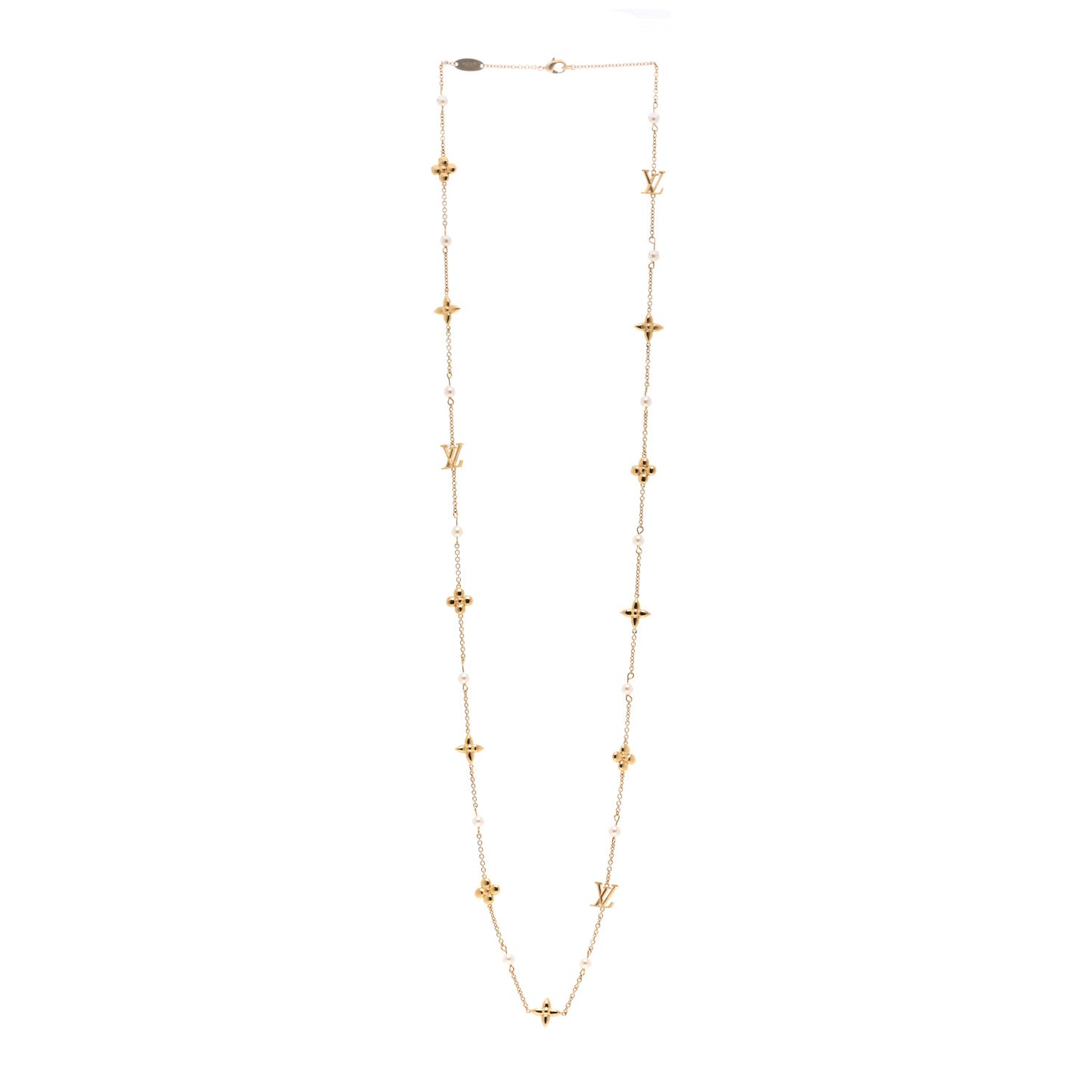 Metal Resin Louisa Long Necklace Gold White