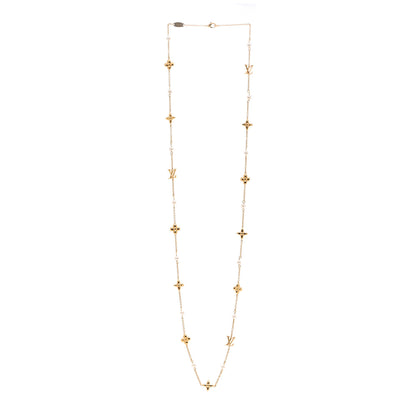 Louis Vuitton Metal Resin Louisa Long Necklace Gold White 3 of 6
