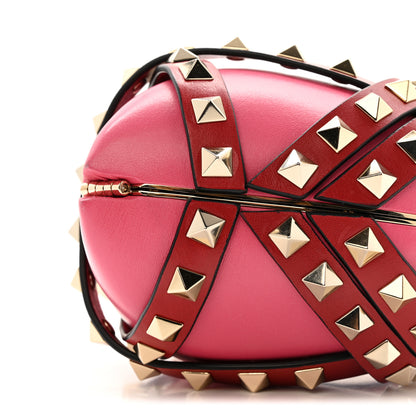 Valentino Garavani Nappa Carry Secrets Heart Rockstud Spike Minaudiere Clutch Shadow Pink Red 9 of 10