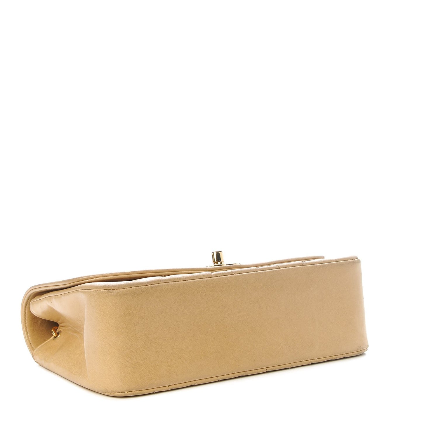 Lambskin Quilted Small Single Flap Beige