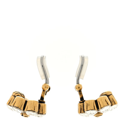 Gucci Metal Crystal Double G Clip On Earrings Aged Gold 3 of 4