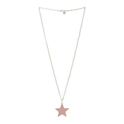 Gucci Sterling Silver Enamel GucciGhost Hamlet Skull Star Pendant Necklace Pink 2 of 4