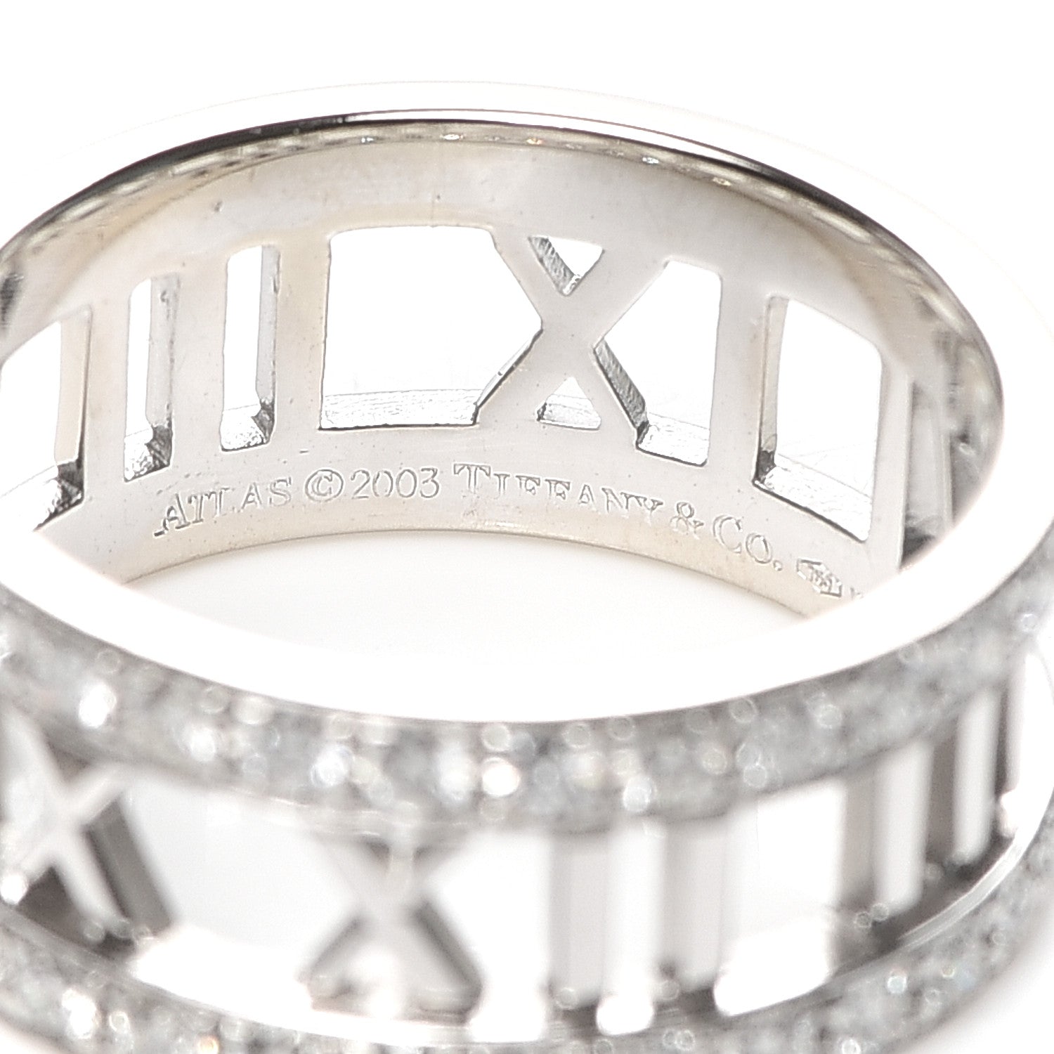 Tiffany 18K White Gold Diamond Wide Atlas Open Ring 54 7 4 of 5
