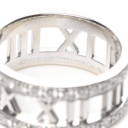 Tiffany 18K White Gold Diamond Wide Atlas Open Ring 54 7 4 of 5
