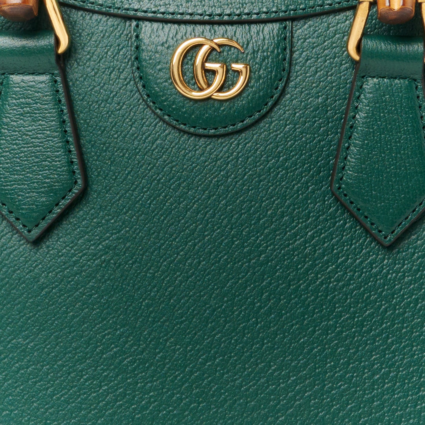 Textured Dollar Calfskin Small Diana Tote Bag Green