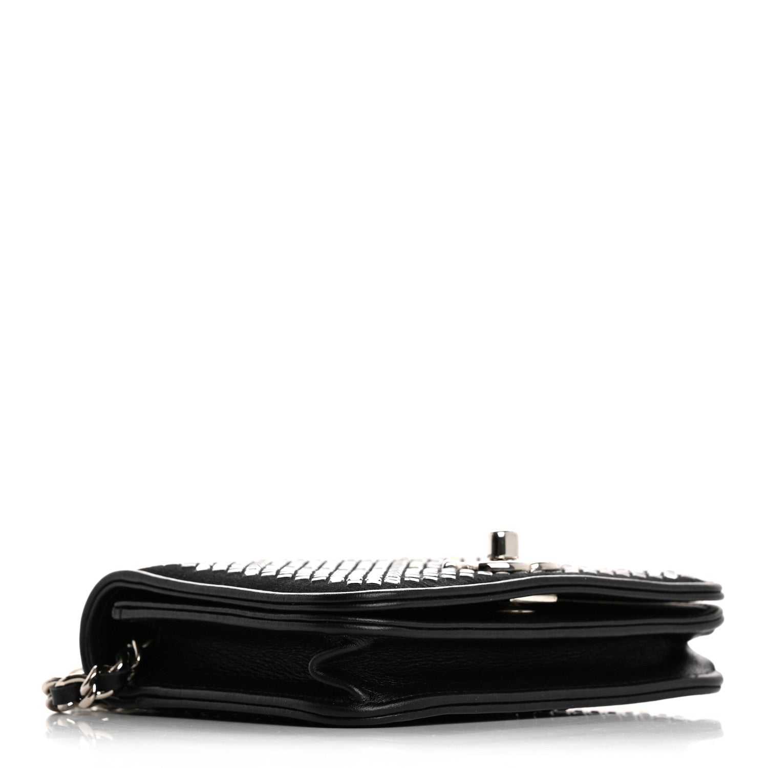 Chanel Lambskin Crystal Quilted Mini Chain Belt Bag Black 4 of 12