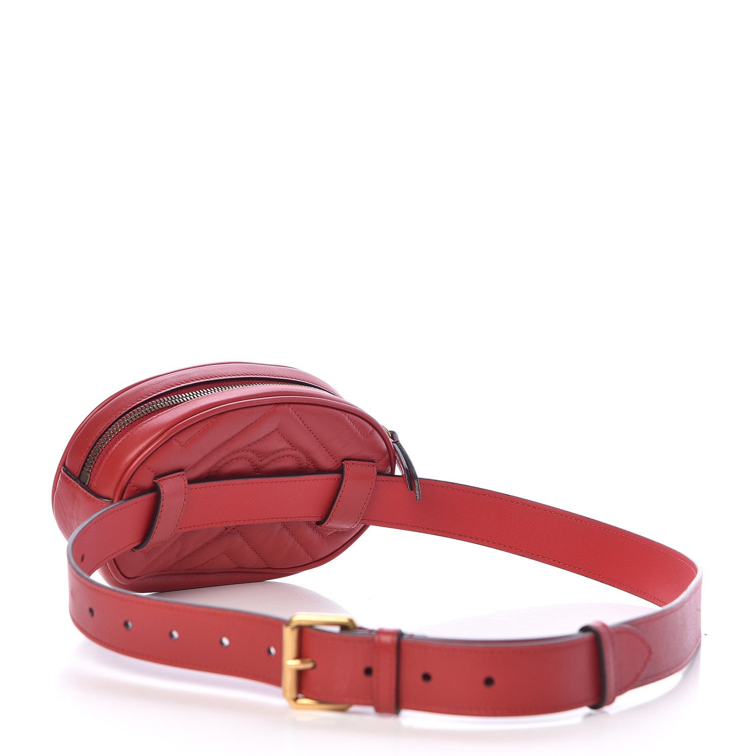 Gucci Calfskin Matelasse GG Marmont Belt Bag 95 38 Hibiscus Red 3 of 11