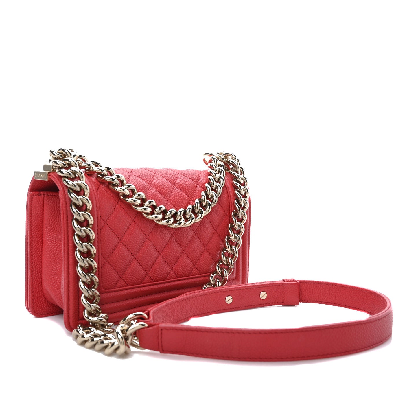 Caviar Quilted Small Boy Flap Red