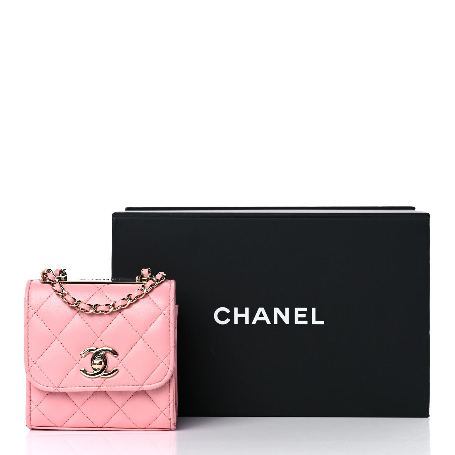 Chanel Lambskin Quilted Mini Trendy CC Clutch With Chain Pink 20 of 20