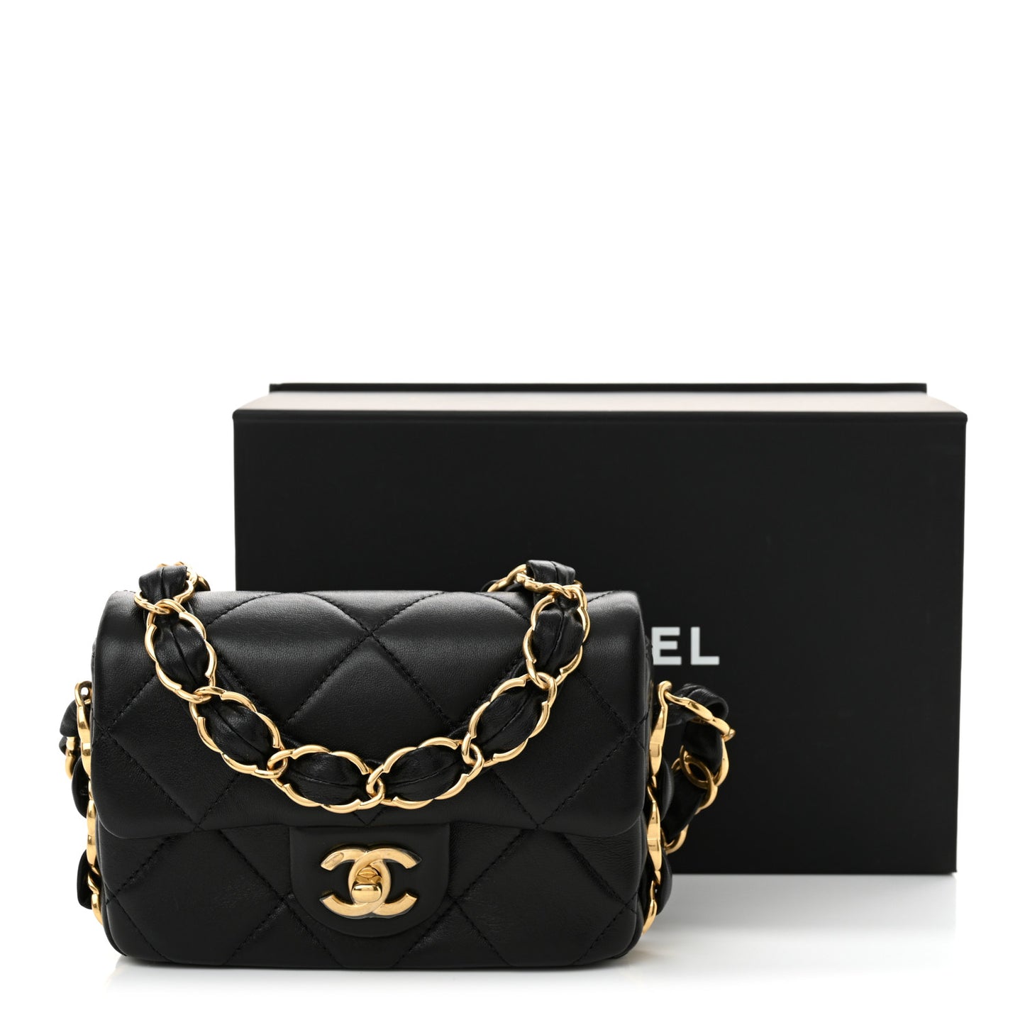 Lambskin Quilted Mini Flap CC Links Flap Black