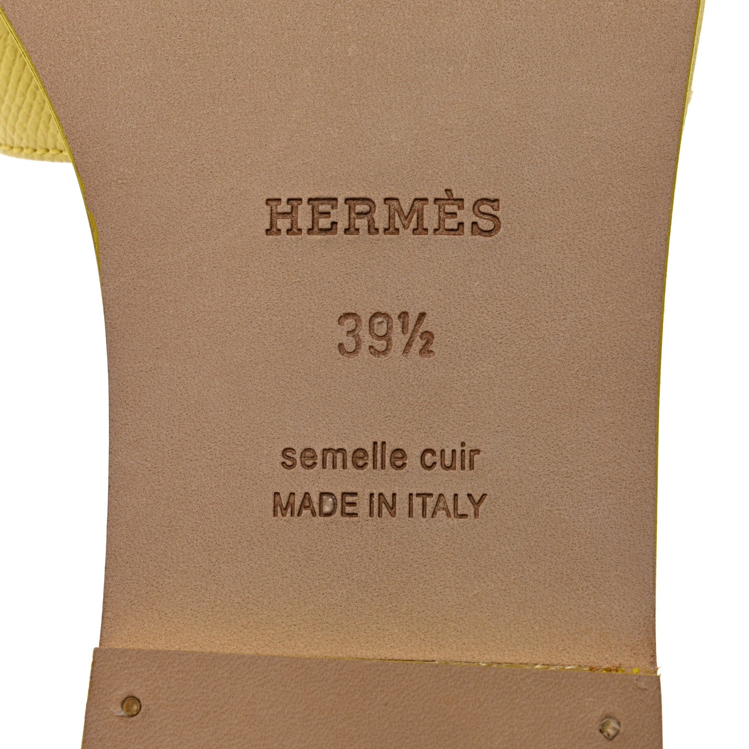 Hermes Epsom Oran Sandals 39.5 Jaune Curcuma 7 of 9