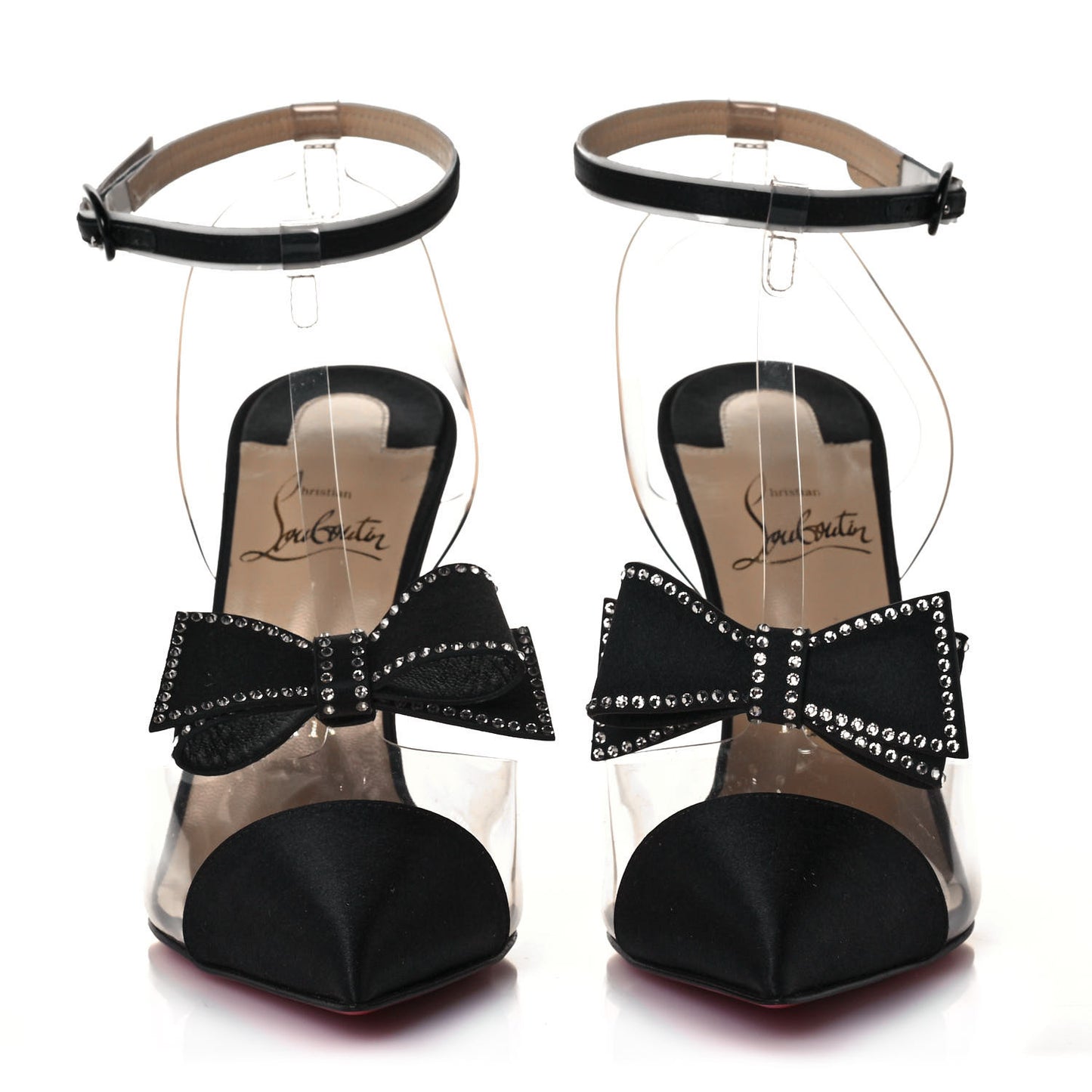 Satin Patent PVC Naked Bow 100 Pumps 37 Black