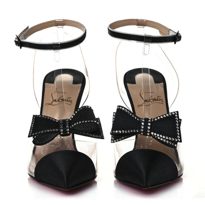 Christian Louboutin Satin Patent PVC Naked Bow 100 Pumps 37 Black 2 of 9