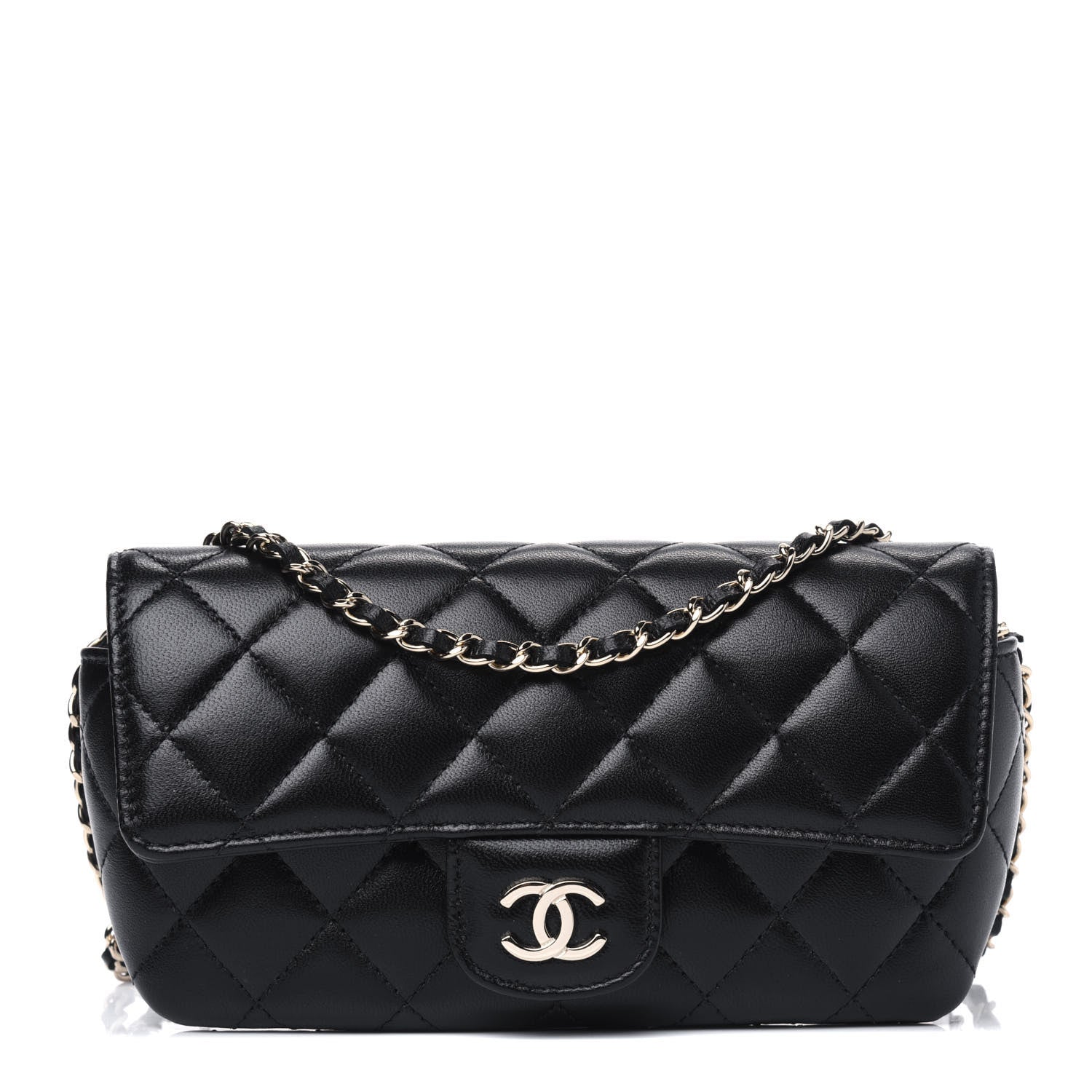 Chanel Lambskin Quilted Glasses Case With Chain Black 1 of 4