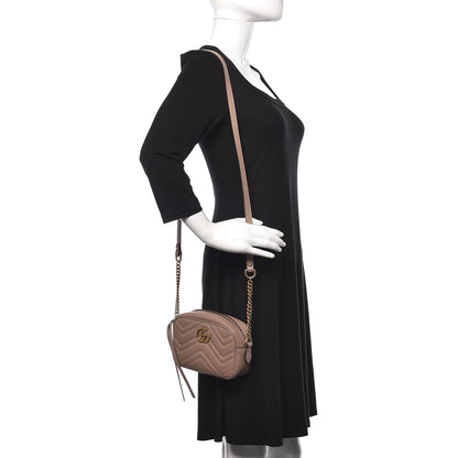 Gucci Calfskin Matelasse Mini GG Marmont Chain Shoulder Bag Nude 2 of 12