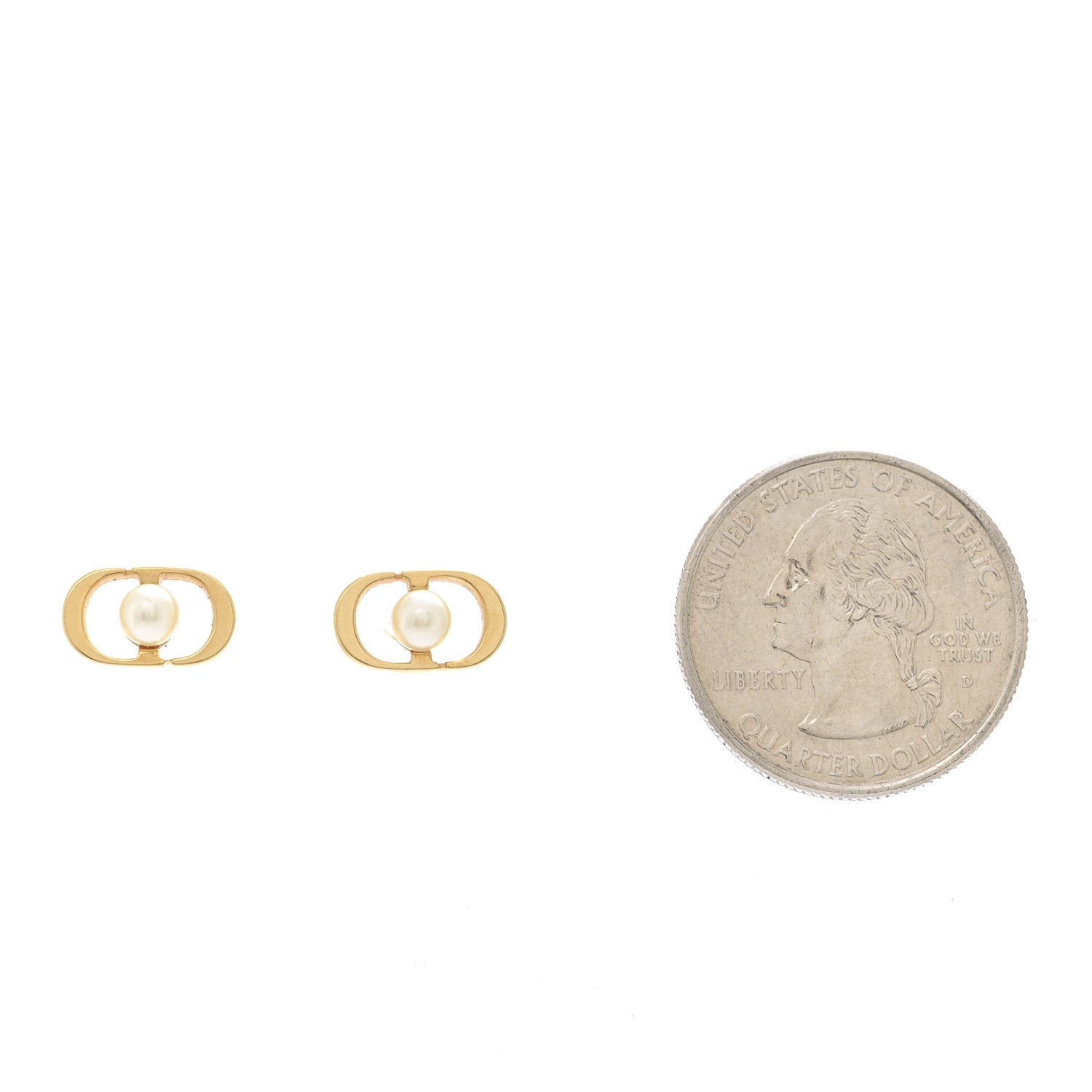 Christian Dior Pearl Petit CD Jolie Mini Stud Earrings Gold