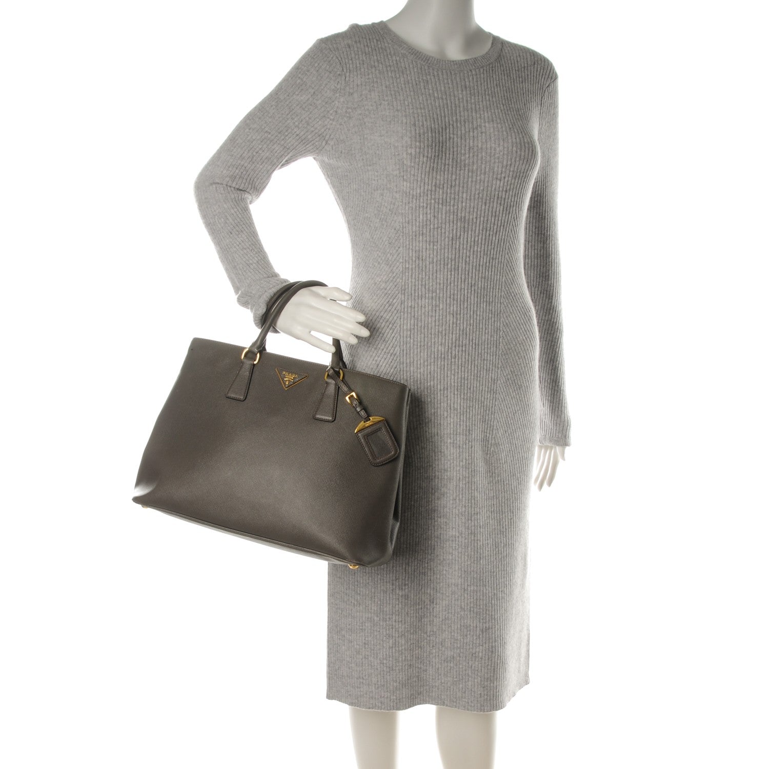 Prada Saffiano Lux Large Tote Grafite 2 of 10