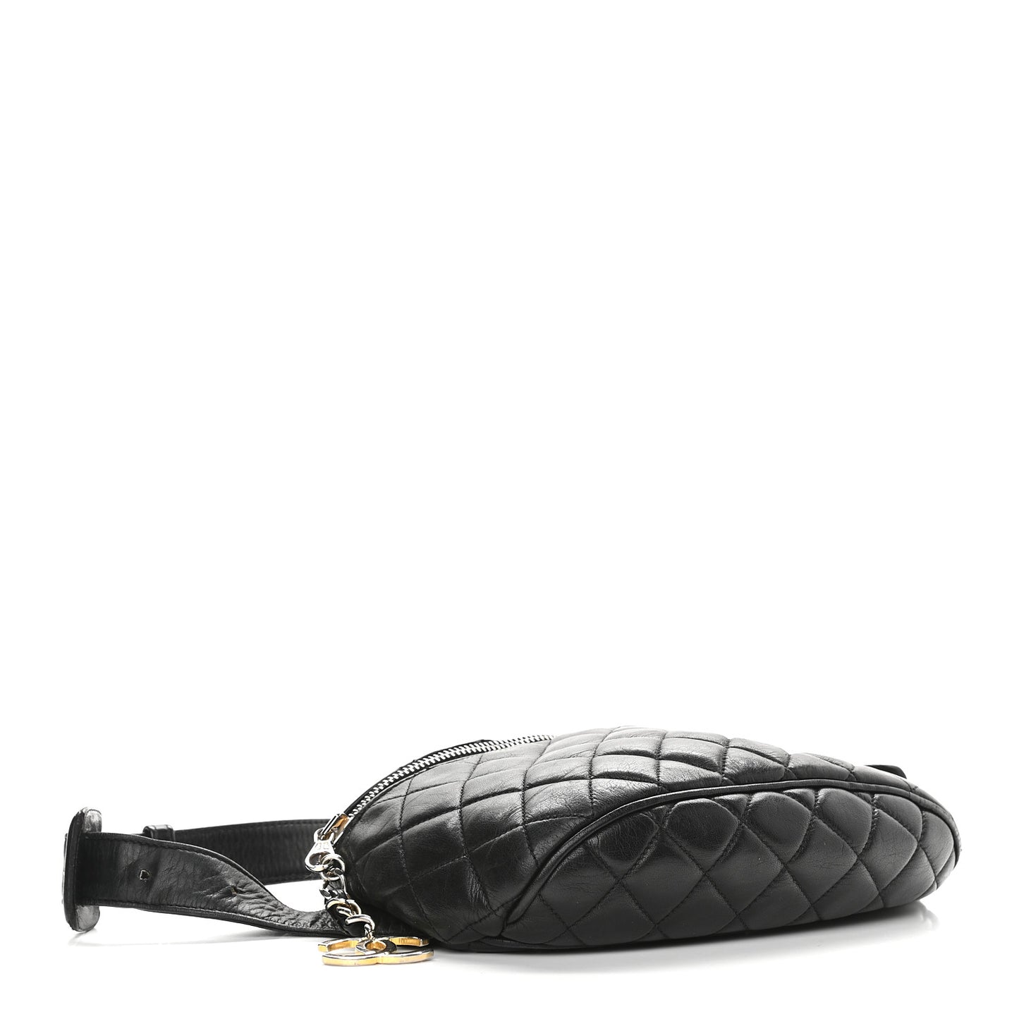 Lambskin Quilted Waist Belt Bag Black