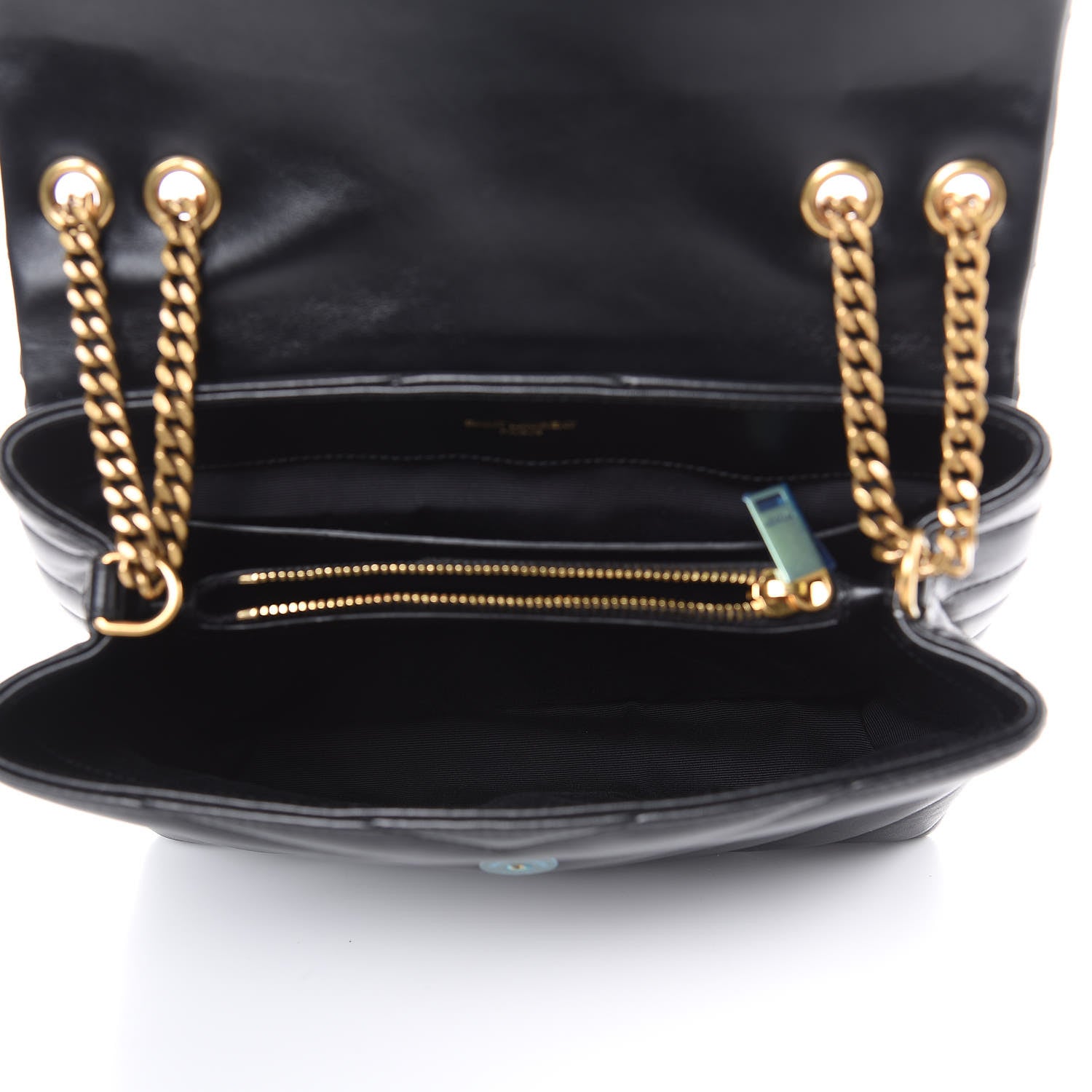 Saint Laurent Calfskin Y Quilted Monogram Small Loulou Chain Satchel Black 5 of 10