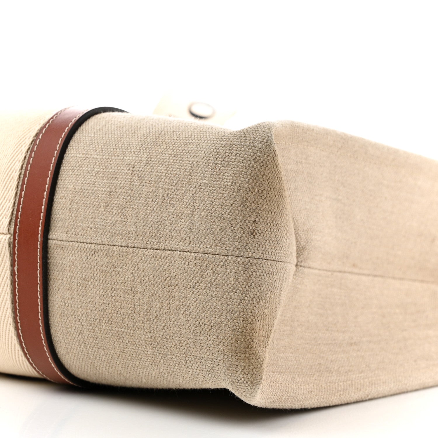 Chloe Linen Calfskin Large Woody Ribbon Tote White Brown 10 of 12