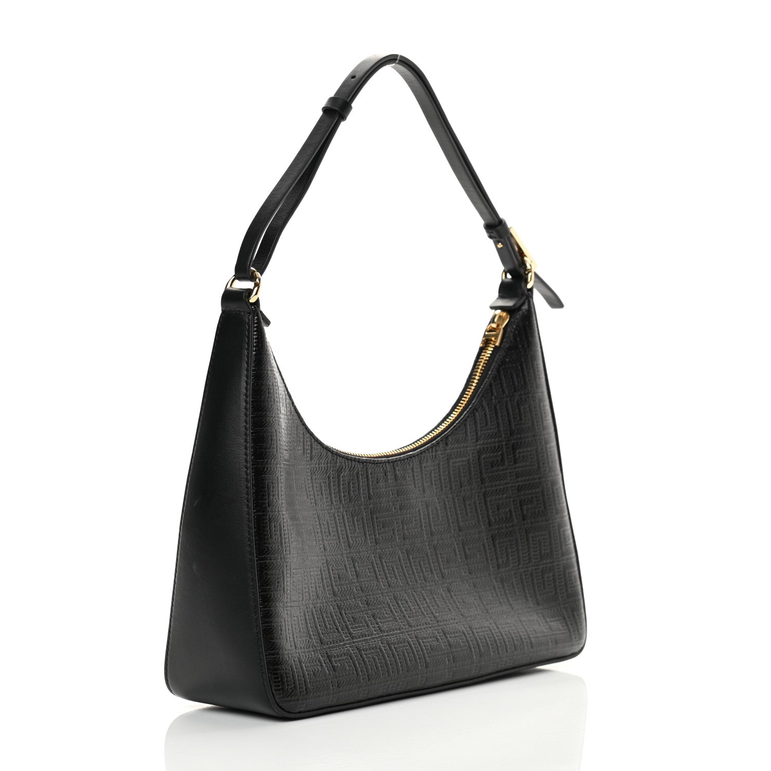 Givenchy Coated Canvas Logo 4G Embossed Small Moon Cut Out Shoulder Bag Black 3 of 12