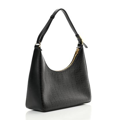 Givenchy Coated Canvas Logo 4G Embossed Small Moon Cut Out Shoulder Bag Black 3 of 12