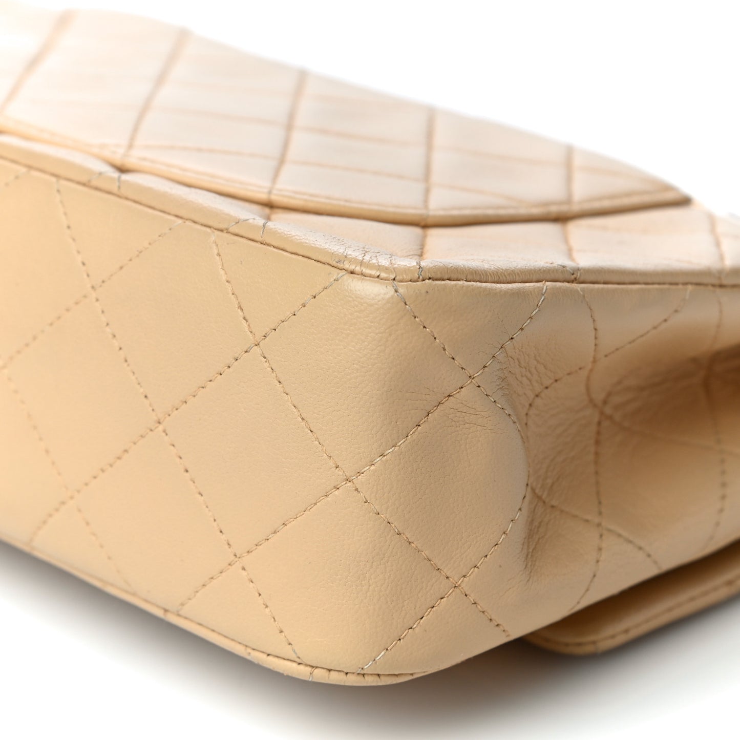 Lambskin Quilted Small Double Flap Beige