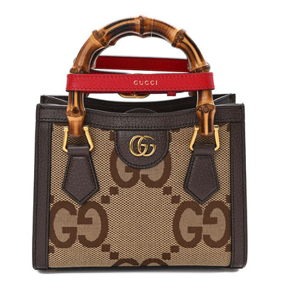 Gucci Monogram Jumbo GG Textured Dollar Calfskin Mini Diana Tote Bag Camel Ebony New Acero Pomegranate Red 1 of 11