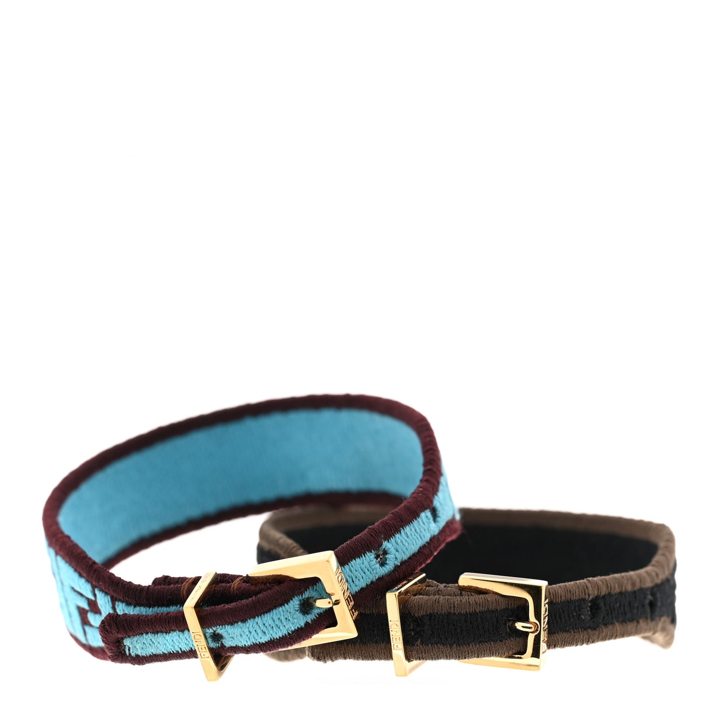 Embroidered FF Bracelet Set of 2 Tobacco Cyber Blue