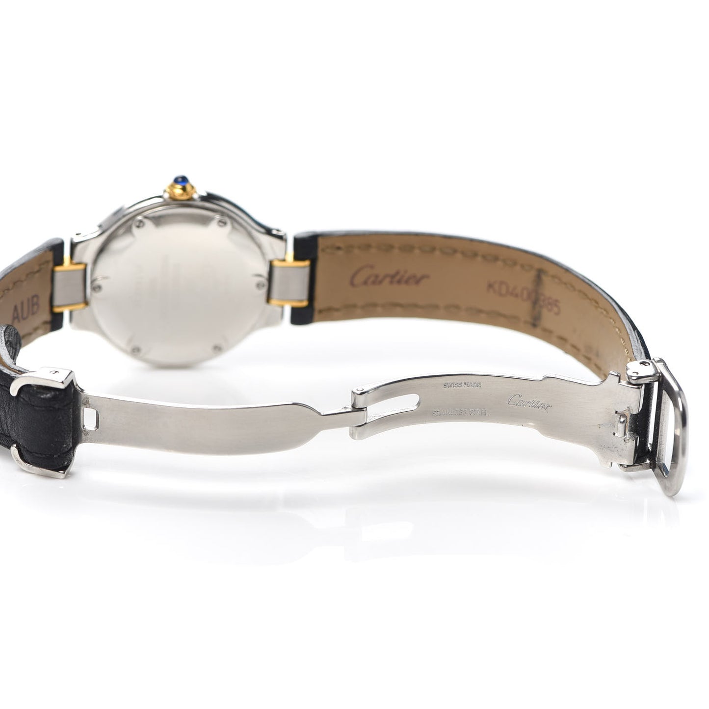 Stainless Steel 18K Yellow Gold Calfskin 28mm Must De 21 Quartz Watch