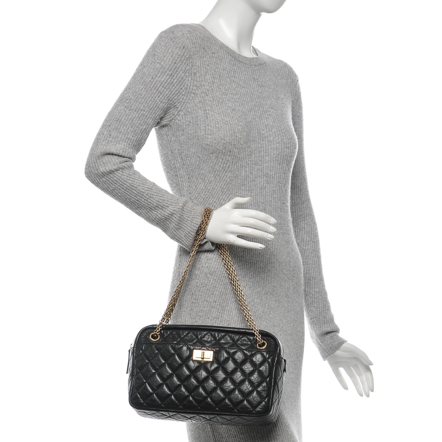 Chanel Aged Calfskin Quilted Medium Reissue Camera Case Black 2 of 8