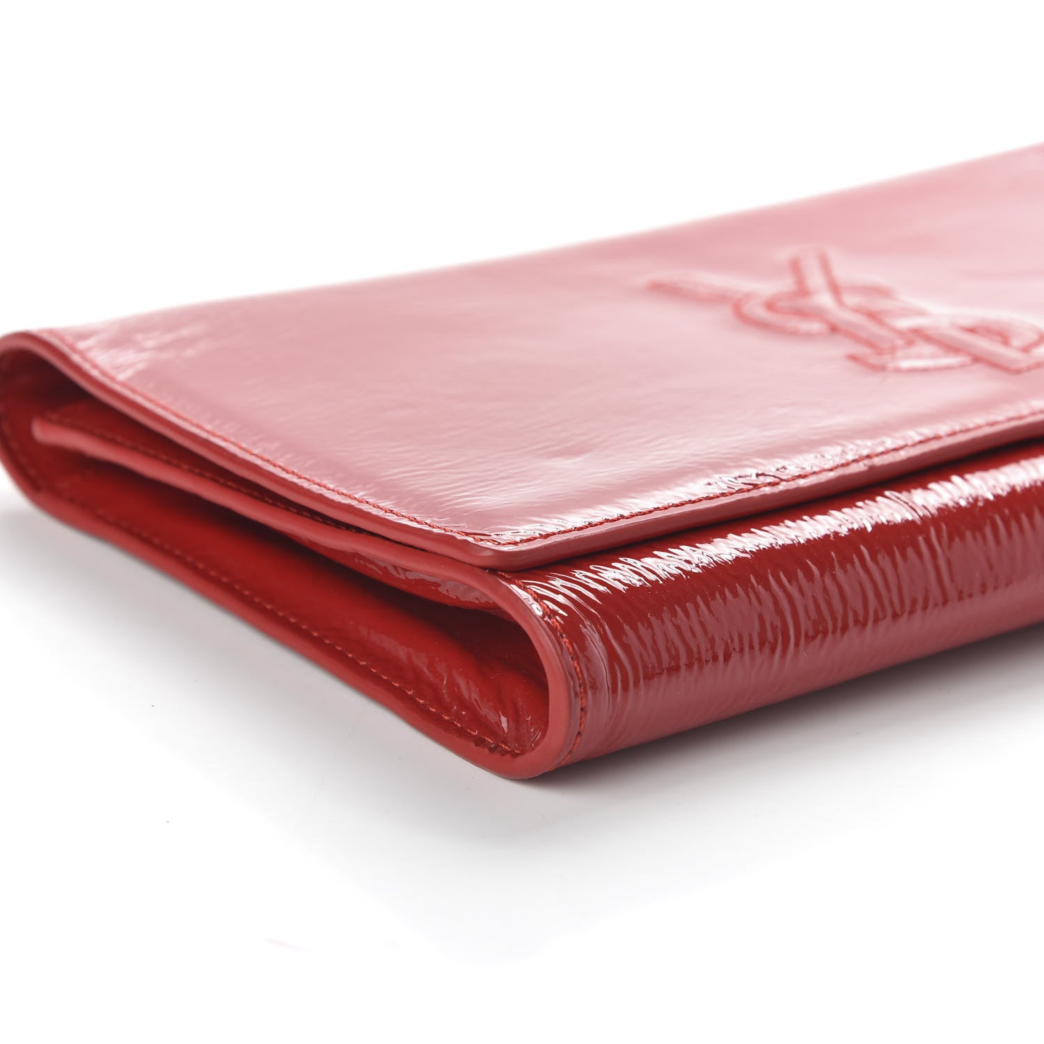Saint Laurent Textured Patent Monogram Large Belle De Jour Clutch Red 6 of 9