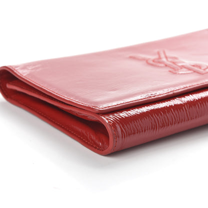 Saint Laurent Textured Patent Monogram Large Belle De Jour Clutch Red 6 of 9