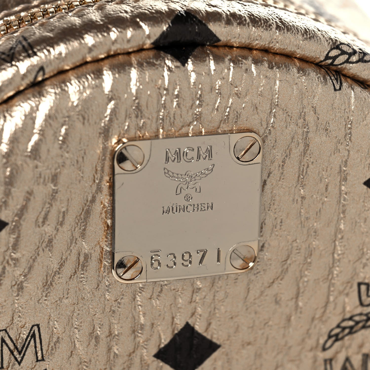 MCM Visetos Side Stud X-Mini Stark Backpack Berlin Gold 13 of 14