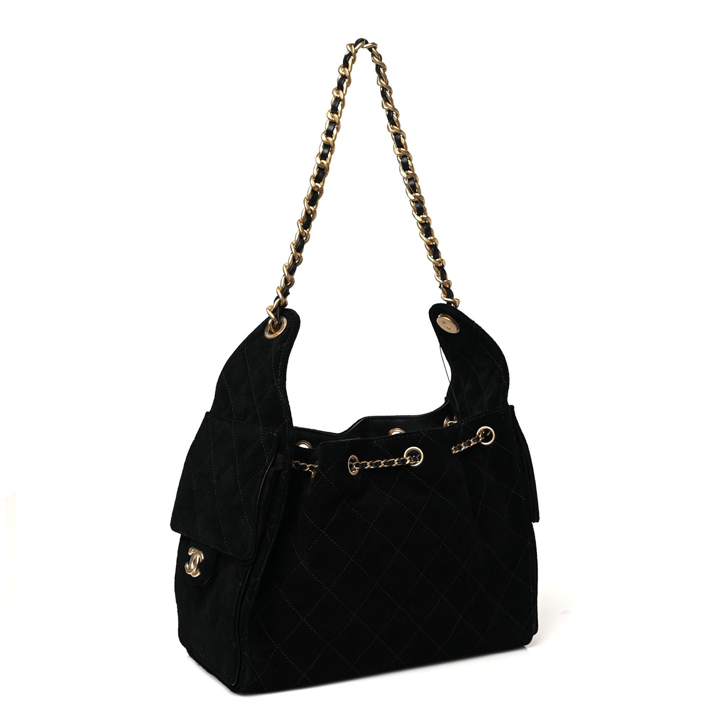 Suede Quilted Small Chanel 25 Handbag Black