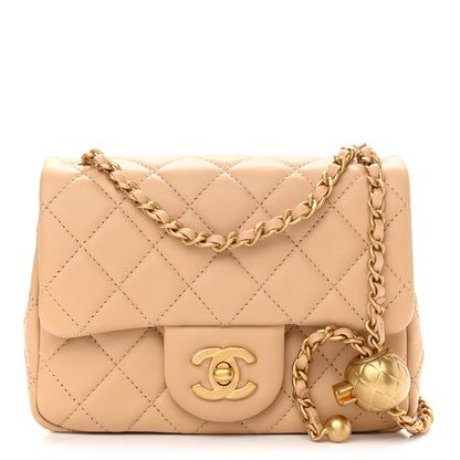Chanel Lambskin Quilted Mini Pearl Crush Flap Beige 1 of 10