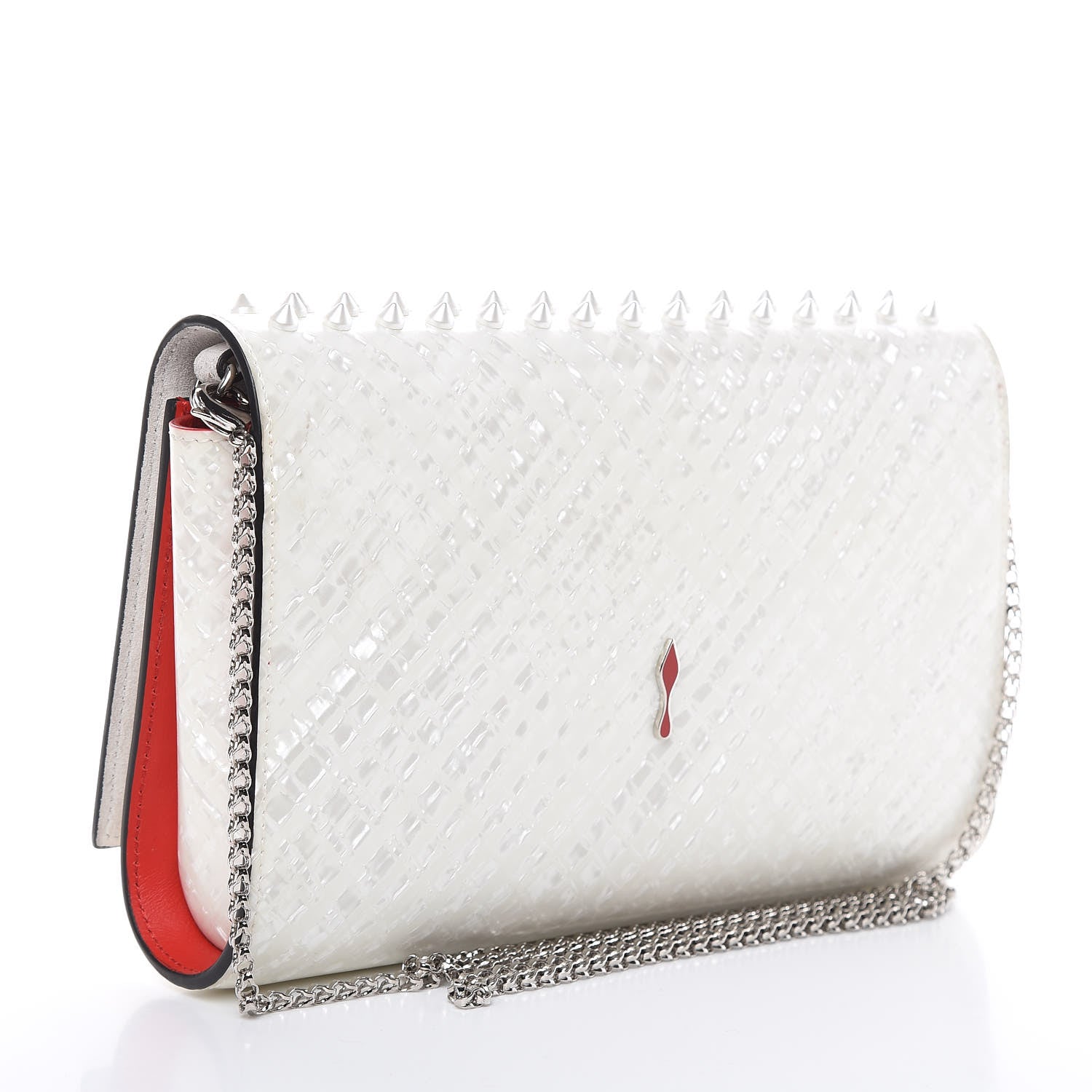 Christian Louboutin Patent Spikes Paloma Clutch White 3 of 16