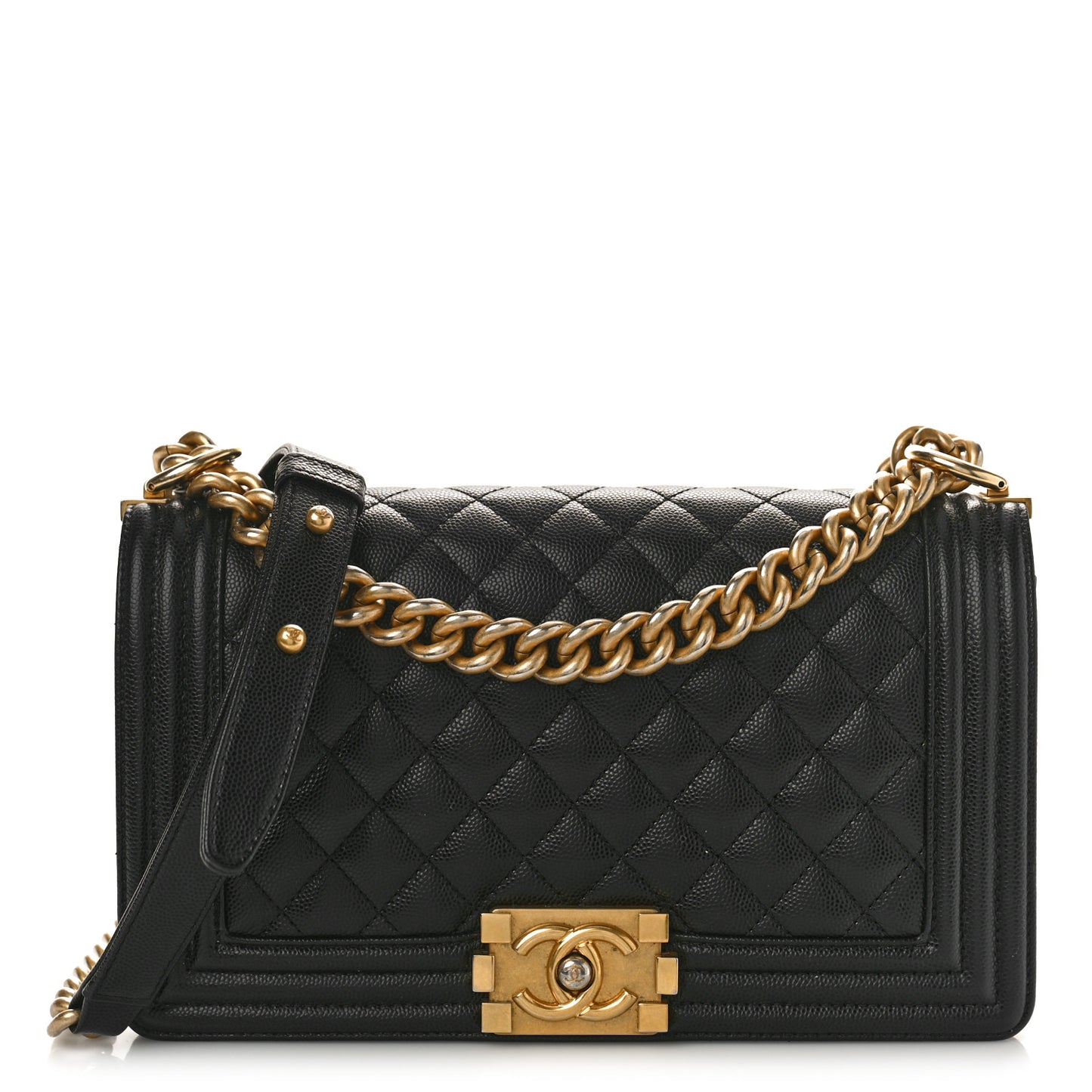 Caviar Quilted Medium Boy Flap Black