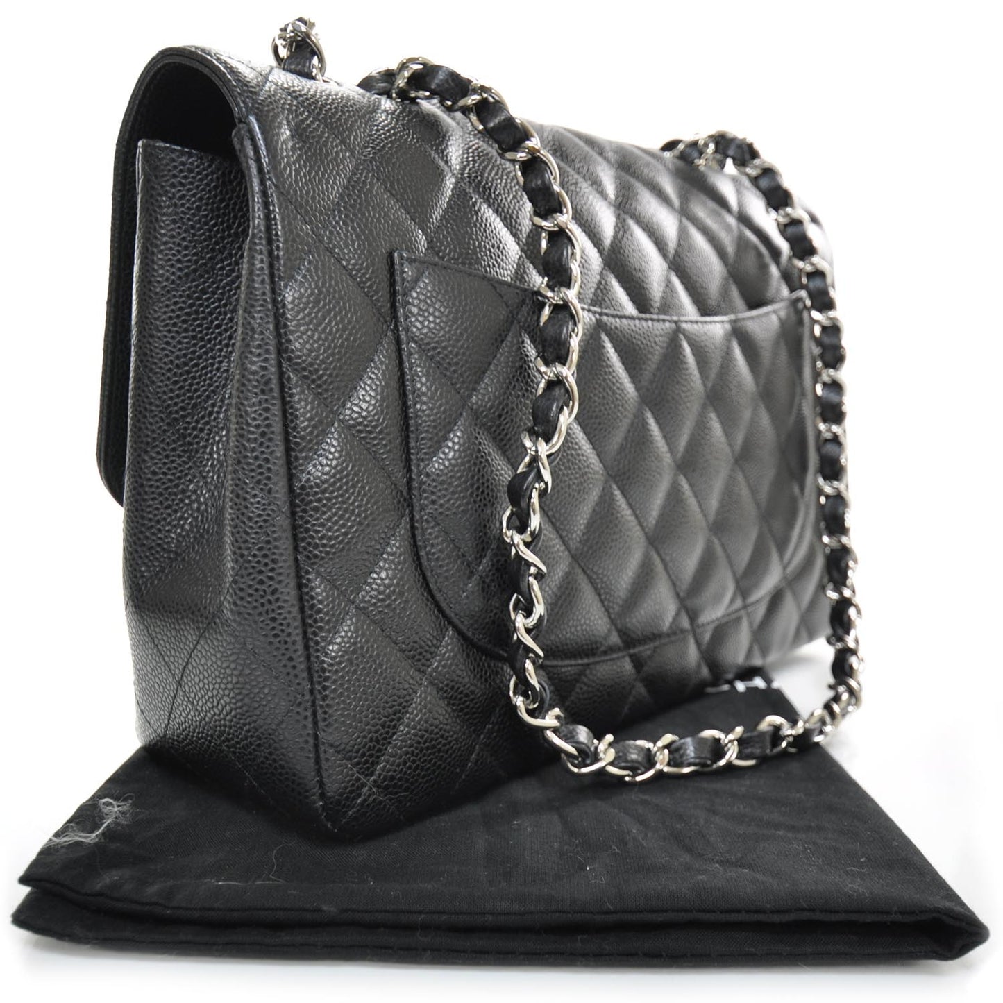 Caviar Quilted Jumbo Flap Black SHW