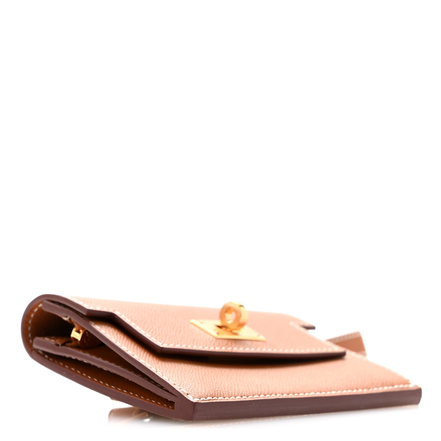 Hermes Madame Calfskin Kelly Slim Wallet Gold 4 of 9