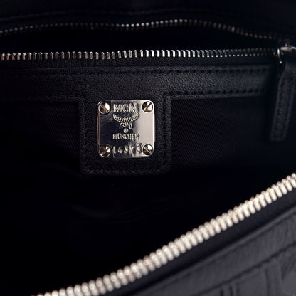MCM Calfskin Ottomar Monogram Boston Bag Navy 9 of 9