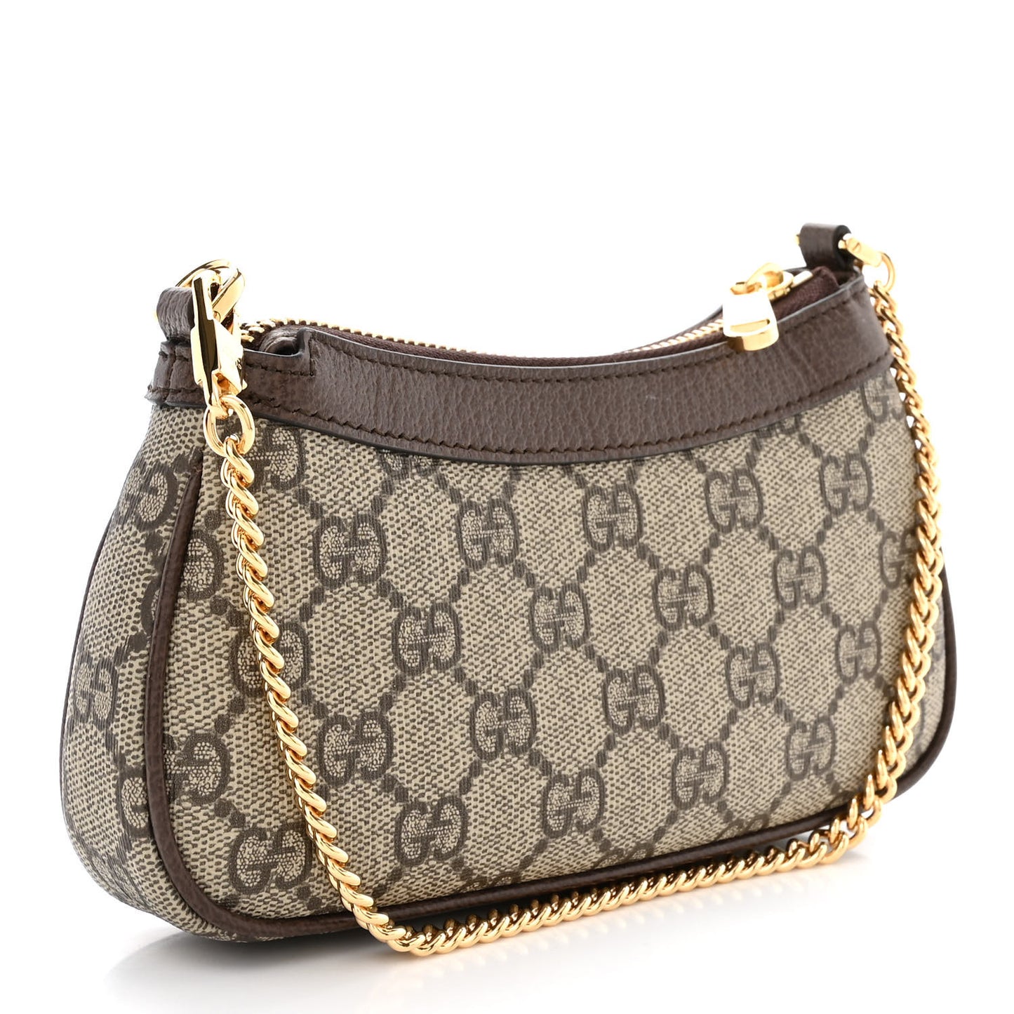 GG Supreme Monogram Textured Dollar Calfskin Mini Ophidia Chain Bag Beige Ebony