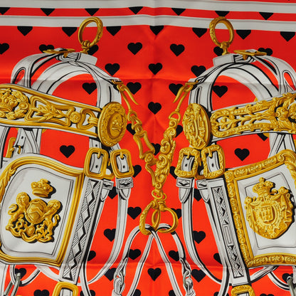 Hermes Silk Brides De Gala Love Scarf 90 Orange Marine Blanc 1 of 5