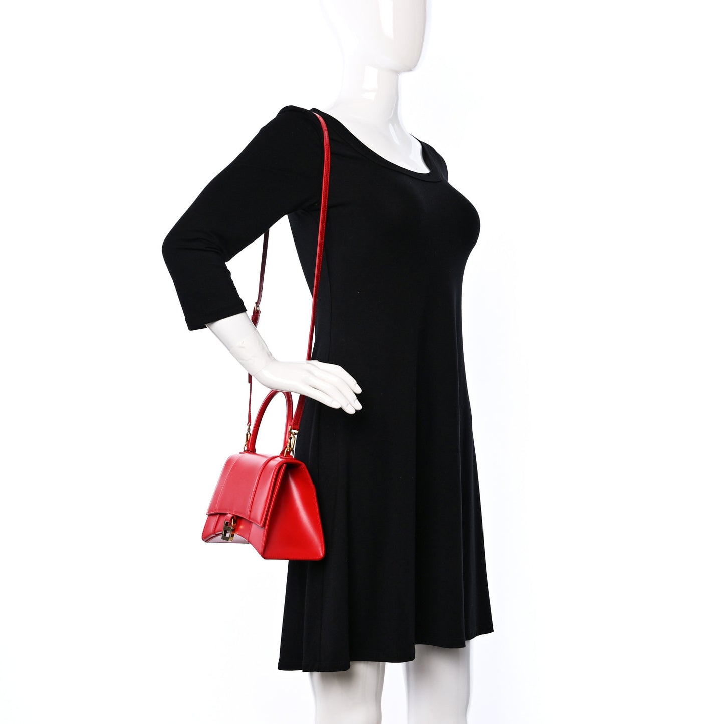 Shiny Box Calfskin Small Hourglass Top Handle Bag Bright Red