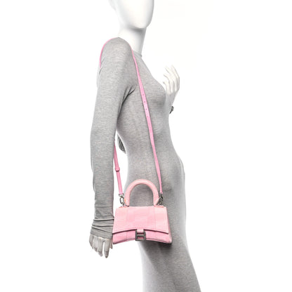 Balenciaga Washed Denim BB Monogram Hourglass Top Handle Bag XS Pink 2 of 11